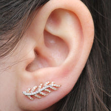 14KT Rose and White Gold Diamond Leaf Ear Cuff