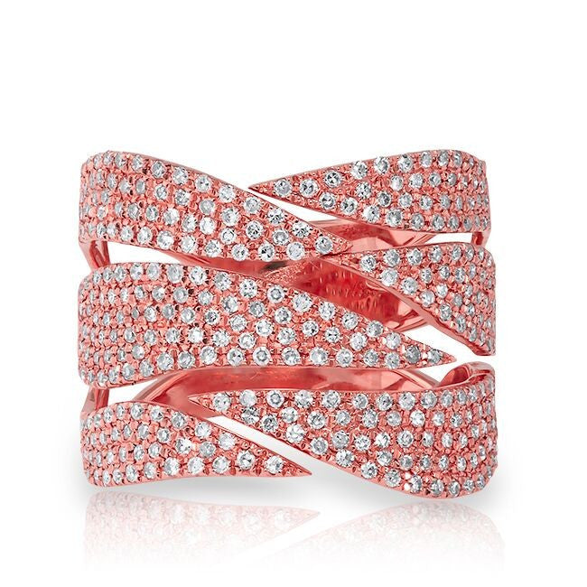 14KT Rose Gold Diamond Flame Ring