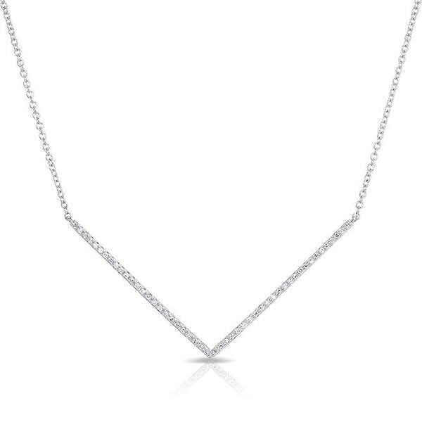 14KT White Gold Thin Diamond Chevron Necklace