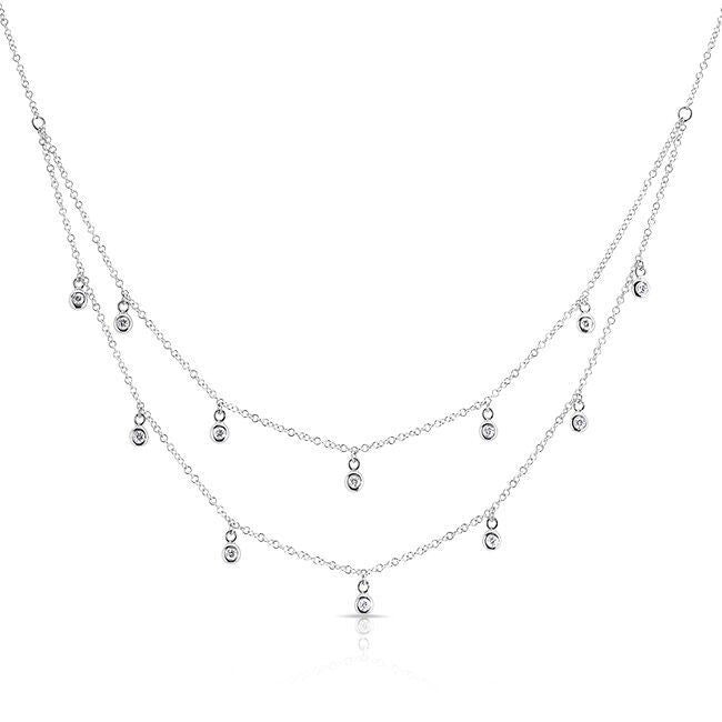 14KT White Gold Diamond Layered Morocco Necklace