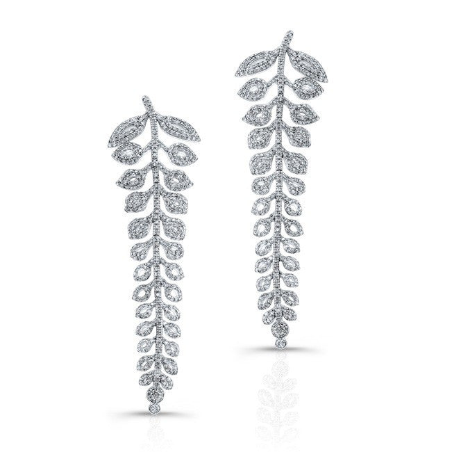 18KT White Gold Diamond Vine Earrings