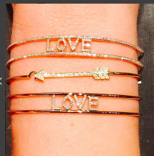 14KT Yellow Gold Diamond Love Deux Cuff