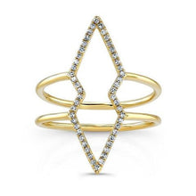 14KT Yellow Gold Diamond Double Open Spear Ring