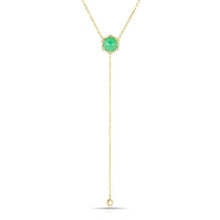 14KT Yellow Gold Chrysoprase Diamond Flirt Lariat Necklace