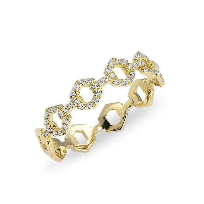 14KT Yellow Gold Diamond Lock Ring