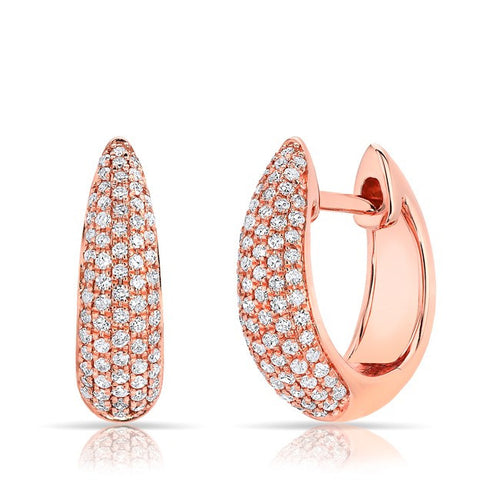 14KT Rose Gold Diamond Bold Huggie Earrings