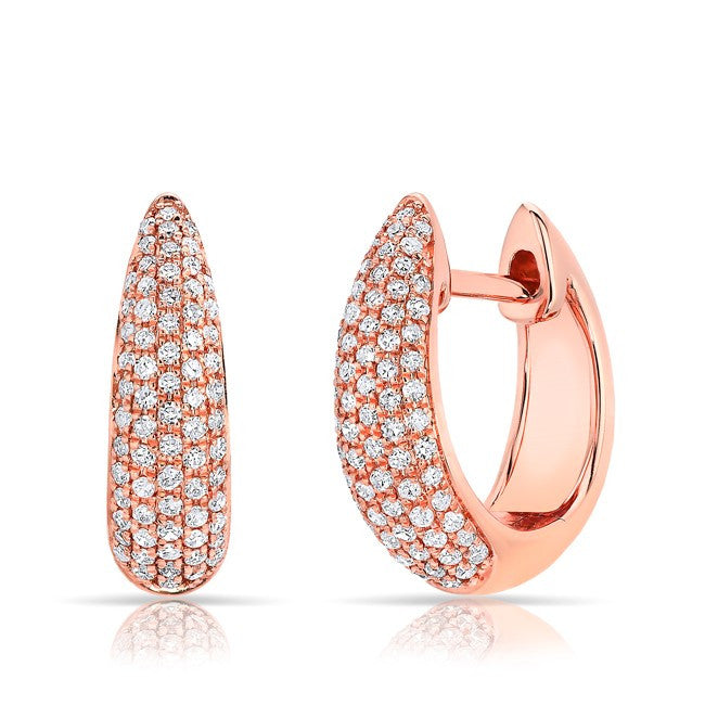14KT Rose Gold Diamond Bold Huggie Earrings