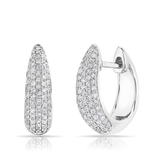 14KT White Gold Diamond Bold Huggie Earrings