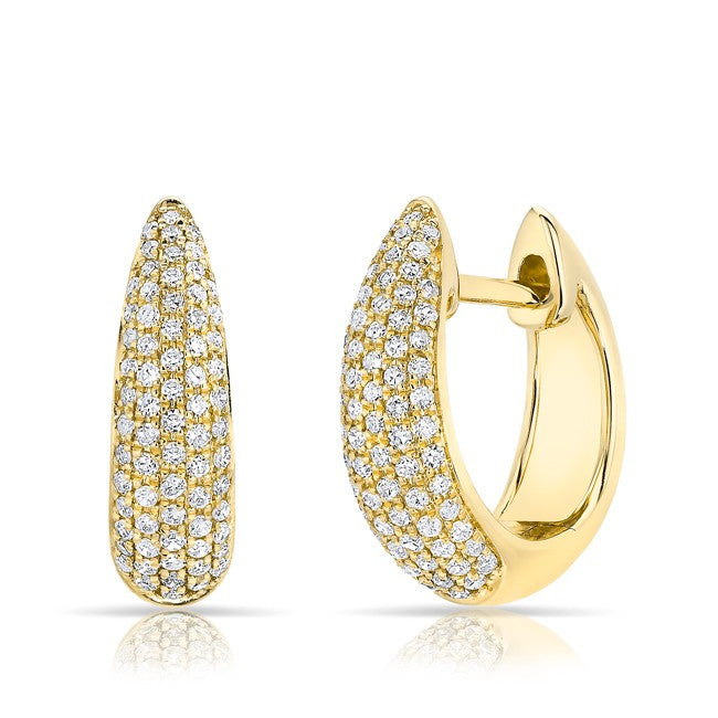 14KT Yellow Gold Diamond Bold Huggie Earrings