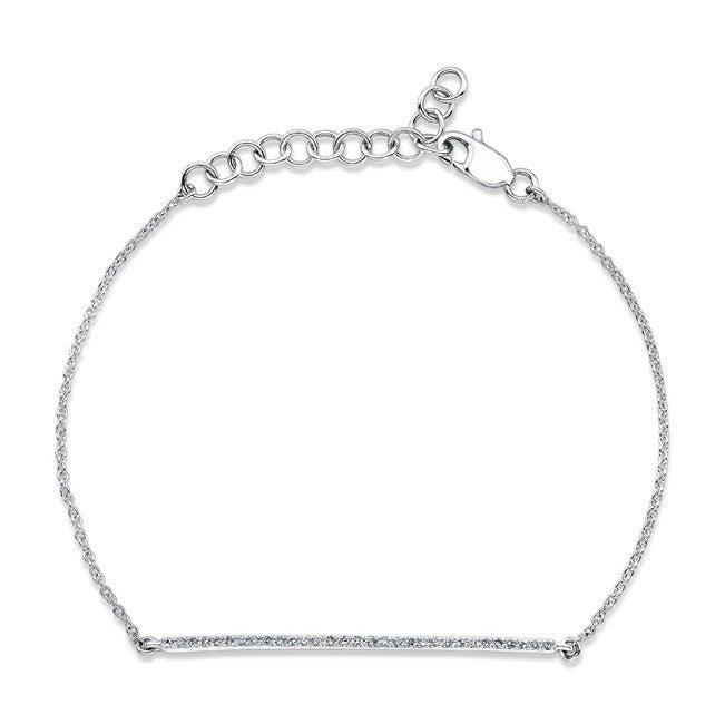14KT White Gold Diamond Bar Bracelet