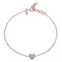 14KT Rose Gold Diamond Heart Bracelet