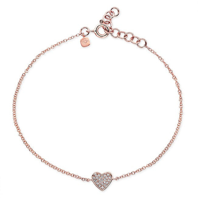 14KT Rose Gold Diamond Heart Bracelet
