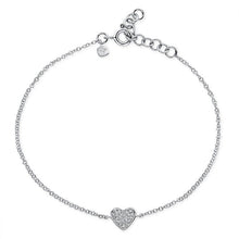 14KT White Gold Diamond Heart Bracelet
