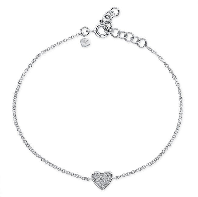 14KT White Gold Diamond Heart Bracelet