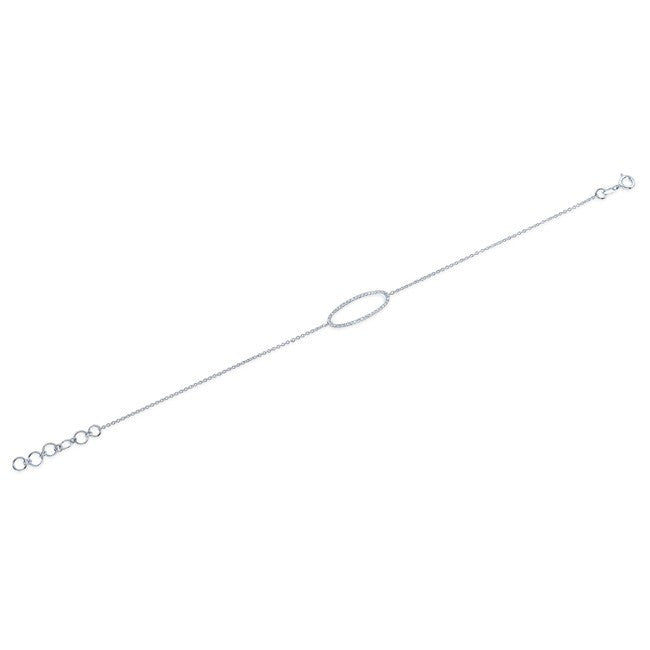 14KT White Gold Diamond Oval Bracelet