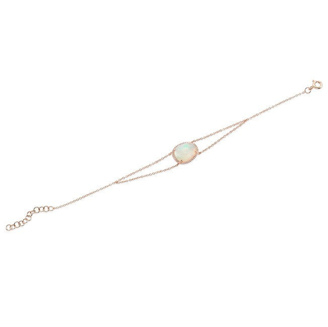 14KT Rose Gold Opal Diamond Bracelet