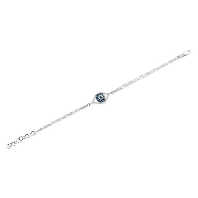 14KT White Gold Diamond Sapphire Evil Eye Bracelet