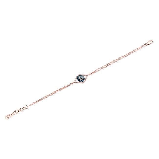 14KT Rose Gold Diamond Sapphire Evil Eye Bracelet