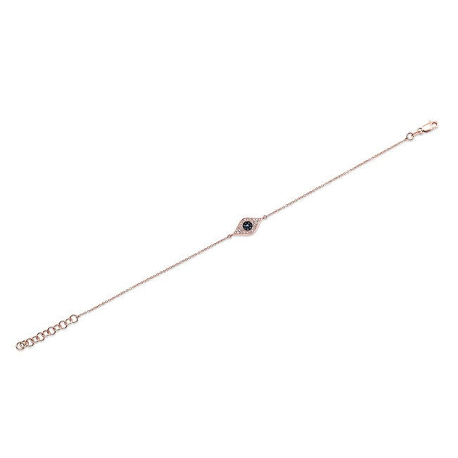 14KT Rose Gold Diamond Blue Sapphire Evil Eye Bracelet