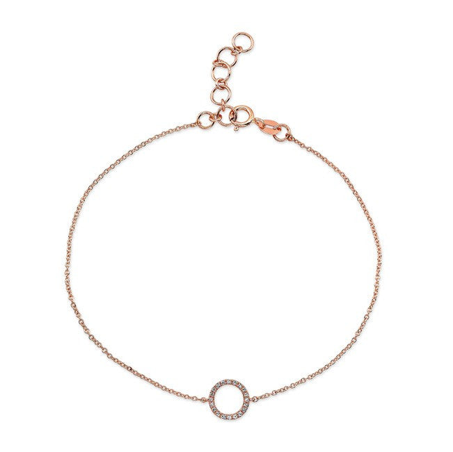 14KT Rose Gold Diamond Open Circle Bracelet