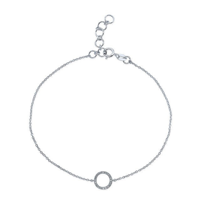 14KT White Gold Diamond Open Circle Bracelet
