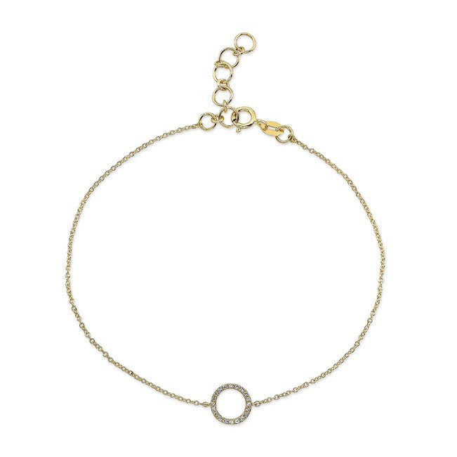 14KT Yellow Gold Diamond Open Circle Bracelet
