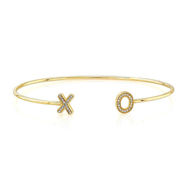 14KT Yellow Gold Diamond XO Cuff