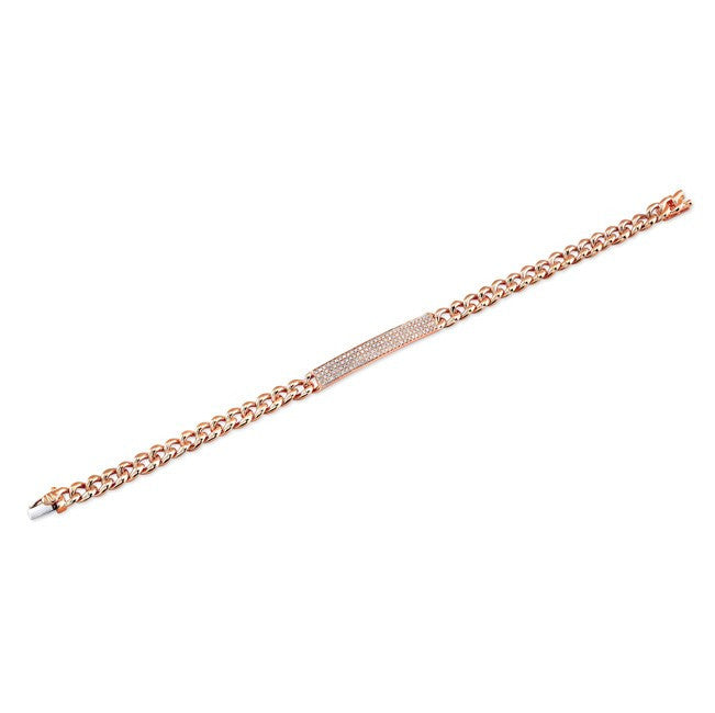 14KT Rose Gold Diamond Thick Chain ID Bracelet