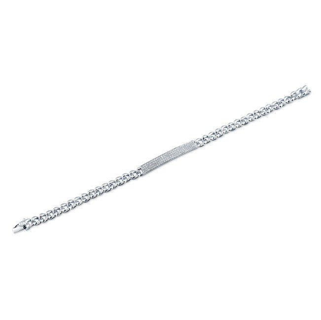 14KT White Gold Diamond Thick Chain ID Bracelet