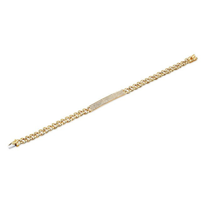 14KT Yellow Gold Diamond Thick Chain ID Bracelet