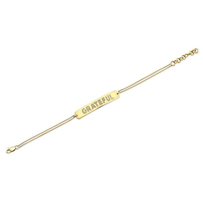 14KT Yellow Gold Diamond Grateful Bracelet