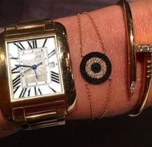14KT Yellow Gold Diamond And Black Diamond Evil Eye Disc Bracelet