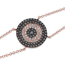 14KT Rose Gold Diamond And Black Diamond Evil Eye Disc Bracelet