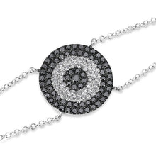 14KT White Gold Diamond And Black Diamond Evil Eye Disc Bracelet