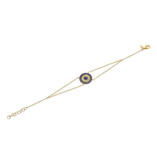 14KT Yellow Gold Diamond And Sapphire Disc Bracelet