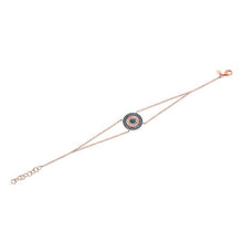 14KT Rose Gold Diamond And Black Diamond Evil Eye Disc Bracelet