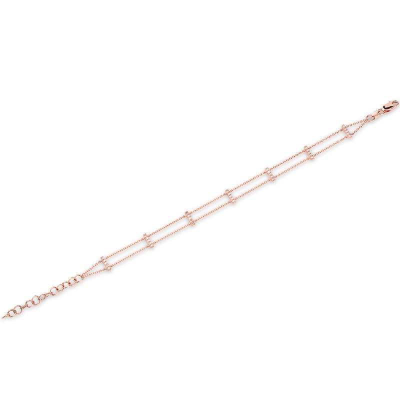 14KT Rose Gold Diamond Base Bar Bracelet