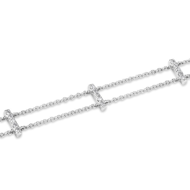 14KT White Gold Diamond Base Bar Bracelet