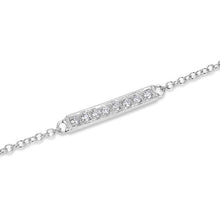 14KT White Gold Diamond Short Bar Chain Bracelet
