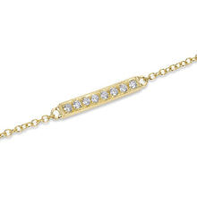 14KT Yellow Gold Diamond Short Bar Chain Bracelet