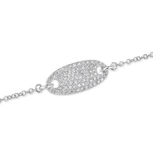 14KT White Gold Diamond Mini ID Chain Bracelet