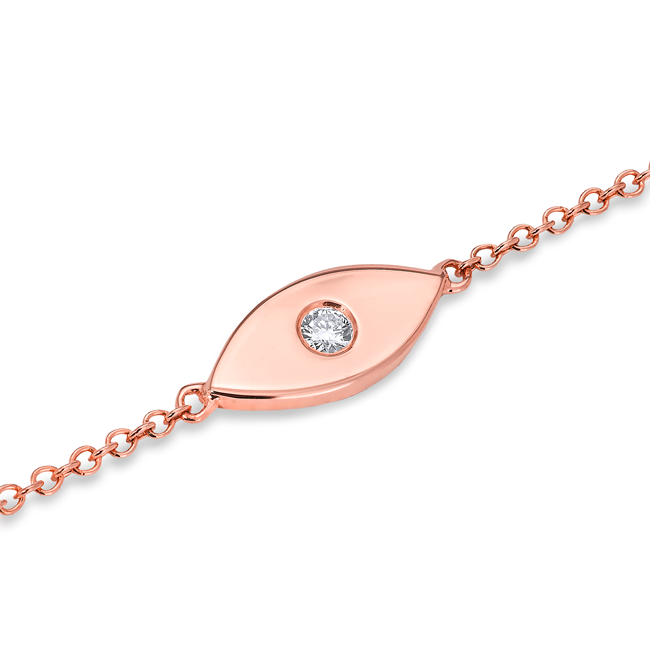 14KT Rose Gold Evil Eye Diamond Bracelet