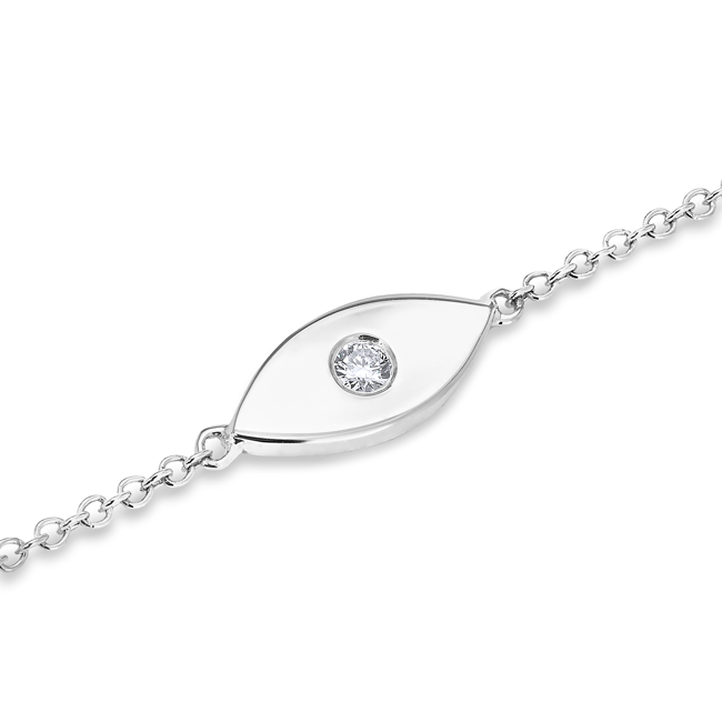 14KT White Gold Evil Eye Diamond Bracelet