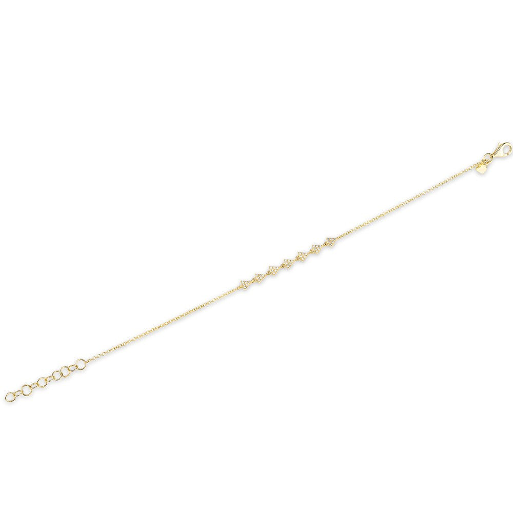 14KT Yellow Gold Diamond Triangle Totem Bracelet