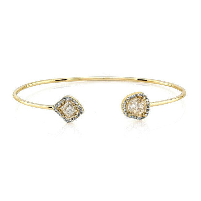 14KT Yellow Gold Diamond Slice Cuff