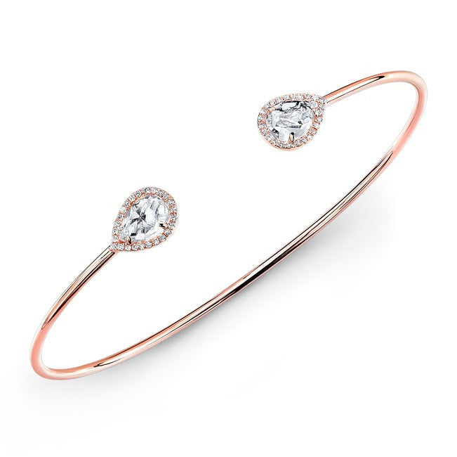 14KT Rose Gold Mini Throne White Topaz Diamond Cuff