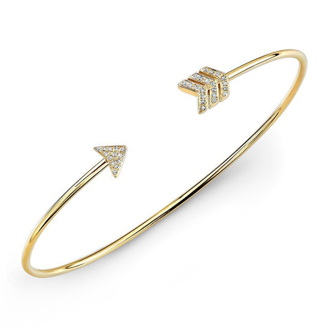 14KT Yellow Gold Diamond Arrow Cuff