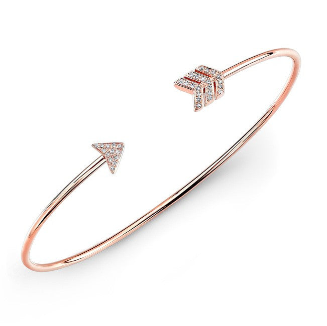 14KT Rose Gold Diamond Arrow Cuff