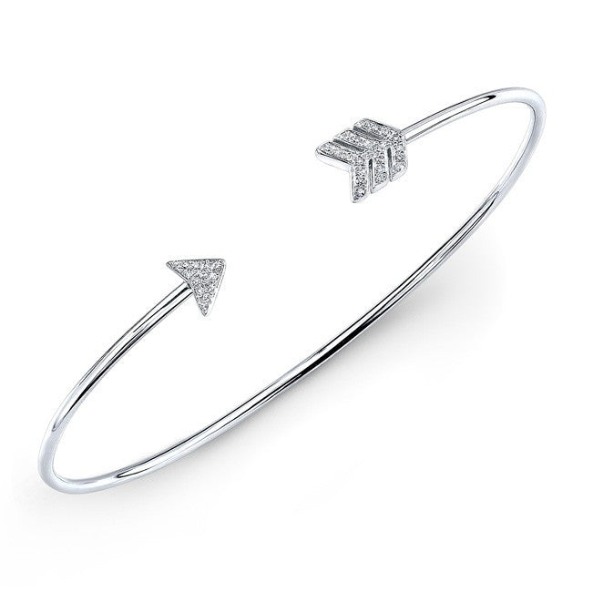 14KT White Gold Diamond Arrow Cuff