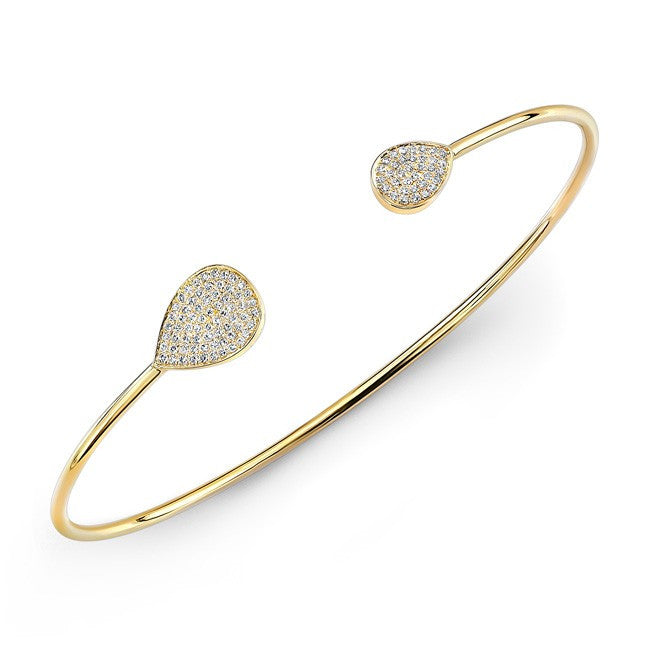 14KT Yellow Gold Diamond Pear Cuff
